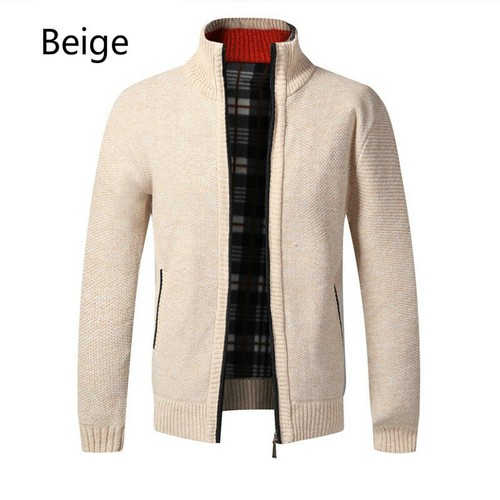 Men Knit Fleece Lined Cardigans Zip Sweater Jumper Jacket Outwear Coat Warm Tops - Picture 11 of 20