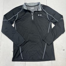 Under Armour Black Fitted Half Zip Long Sleeve Pullover Gray Contrast Mens M