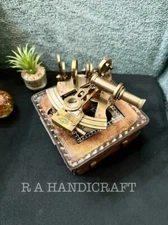 Nautical Brass Sextant with Leather Cover Working Design Navigational Christmas