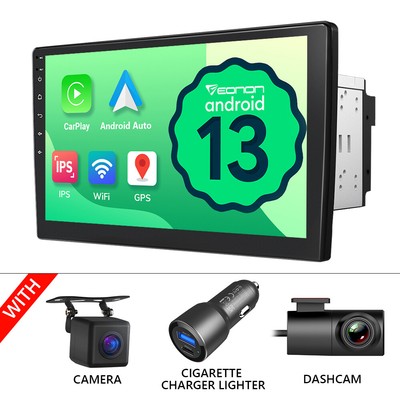 CAM+DVR+Eonon 2DIN Android 13 10'' IPS Touch Screen Car Play Stereo GPS Head Unit