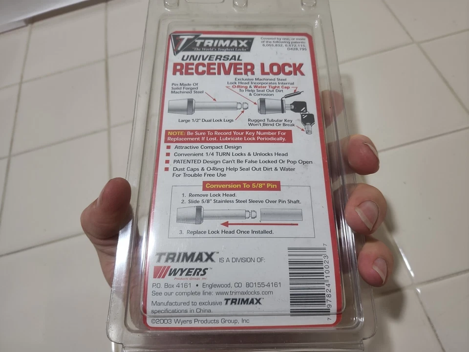 Trimax 1/2" o 5/8" Combo Universal Enganche Pin Receptor Bloqueo Barra de Dibujo Enchufe Cromo Foto 3 de 4