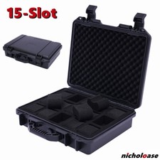 15 Slots Waterproof Plastic Suitcase Display Storage Case Watch Storage Box Case