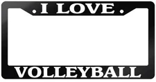 Glossy Black License Plate Frame I LOVE VOLLEYBALL Auto Accessory