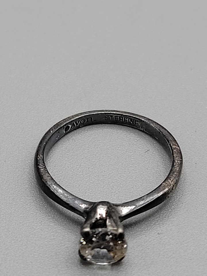 Vintage Avon Sterling Silver & Clear CZ Engagement Style Ring Size 7.5