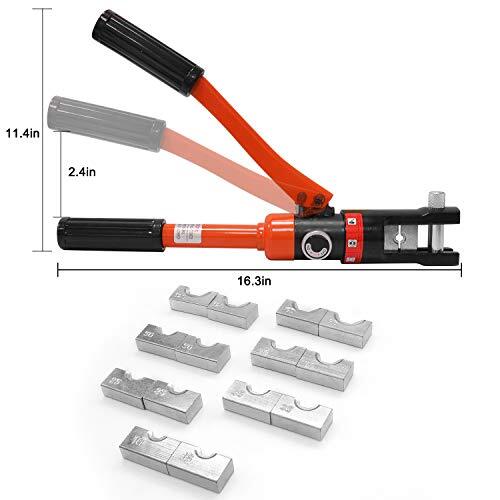 Hydraulic Wire Crimper Battery Lug Terminal Cable Crimping Tool, 8 Dies