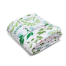 Branch and Leaf Blanket, Linear Design in Green Tones, Home Decor, Gift, USA