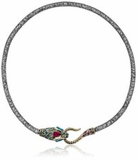 NEW BETSEY JOHNSON SILVER CRYSTALS FILLED MESH SNAKE HEAD CHOKER NECKLACE