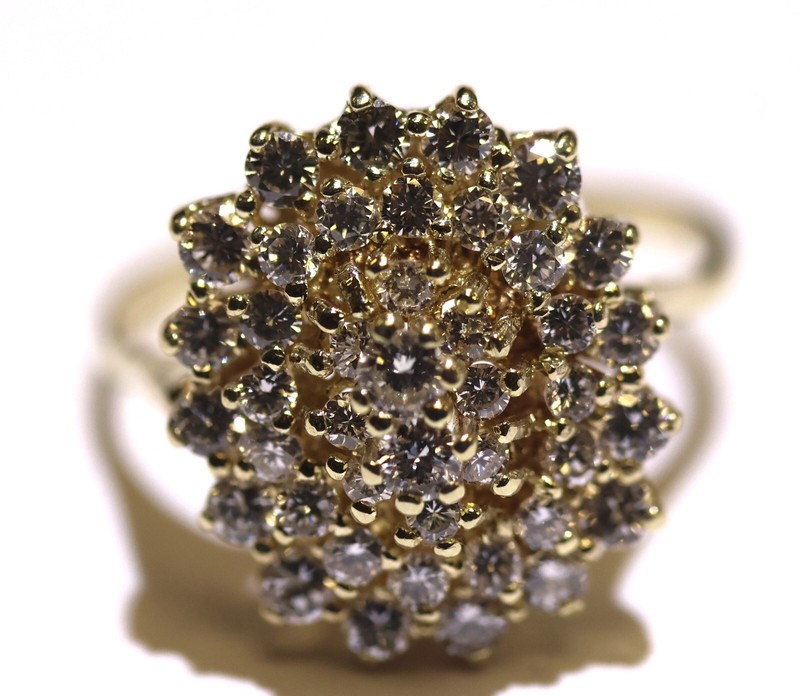 14k Yellow Gold 1.40ct VS1-G Round Diamond Cluster Women's Ring 6.9g Estate 10.5
