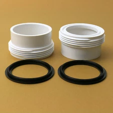 TWO Spa Hot Tub HEATER Tailpieces PVC Fittings 3.07" Threads for 2" pipe Gaskets