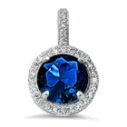 3 ct. Genuine Sapphire Halo Pendant Necklace in Sterling Silver