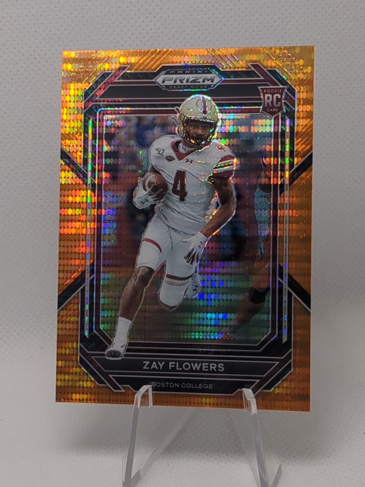 2023 Prizm Draft Picks - Orange Pulsar Prizm #143 Zay Flowers Book End /49 (RC)