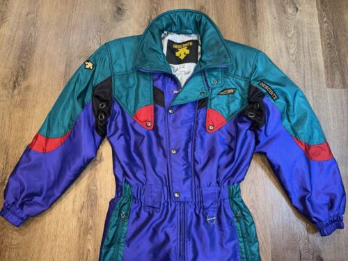 Descente Ski Suit One Piece Snowsuit Mens Medium Snow Bib Vintage 80s 90s Retro - Picture 4 of 23