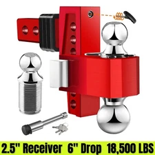 Adjustable Trailer Hitch 2.5 inch Receiver 6 Inch Adjustable Drop Hitch 18500LBS