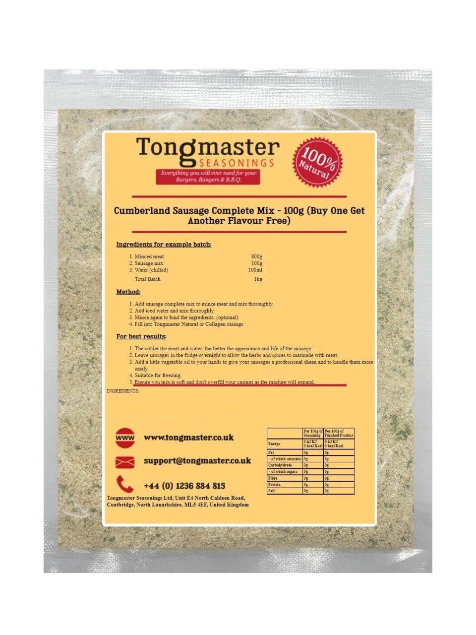 Cumberland Sausage Complete Mix - 100g (Buy One Get Another Flavour Free)