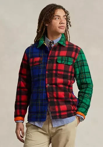 NWT Polo Ralph Lauren Plaid Brushed Fleece Shirt Jacke Size L