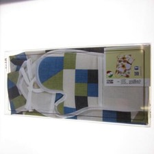 SET DA FORNO GUANTONE+PRESINE+GREMBIULE CUCINA PANNA "DISEGNO ASTRATTO" RICAMO