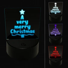 A Very Merry Christmas Tree 3D Illusion LED Night Light Sign Lamp