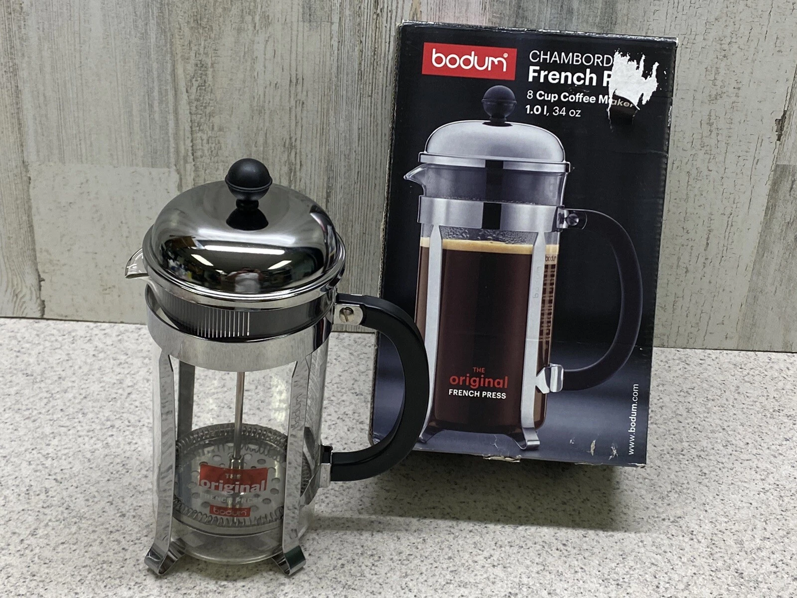 Bodum 1928-16US4 Chambord French Press Coffee Maker Chrome Pre Owned Nice
