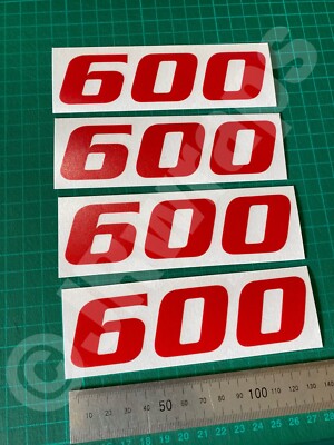 (X4) 600 Aufkleber Decals 135x35mm Motorrad Motorrad Tank Verkleidung Glanz Rot