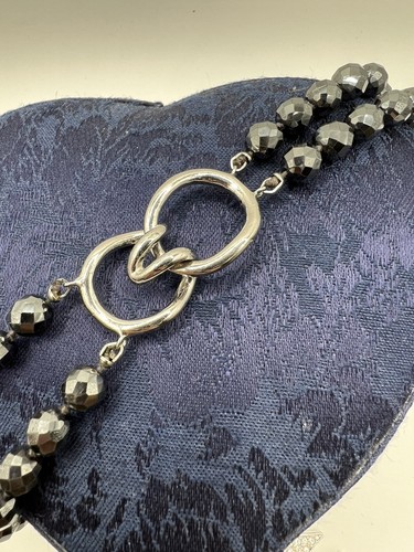 Knight's Cross Rhinestone Pendant Double Strand Glass Bead Necklace Nice Clasp - Picture 4 of 5