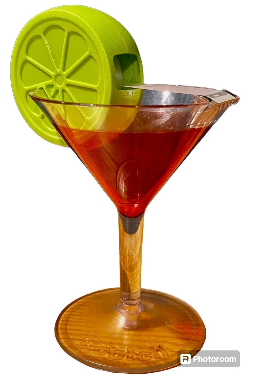 Scotch Tape Dispenser Office Desk Novelty Pink Martini Cocktail Drink Glass Lime-image