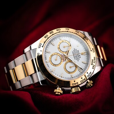 Rolex Daytona Two Tone White Dial Steel Gold 40mm BNIB Box