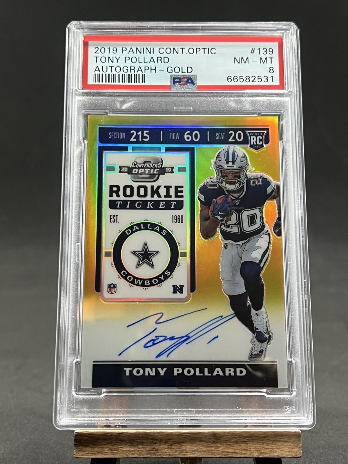 Tony Pollard Panini Contenders Optic #139 Autograph Gold