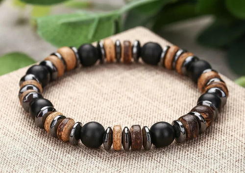 Bracelet homme perles pierre howlite blanche Bracelet homme perles pierre howlite blanche