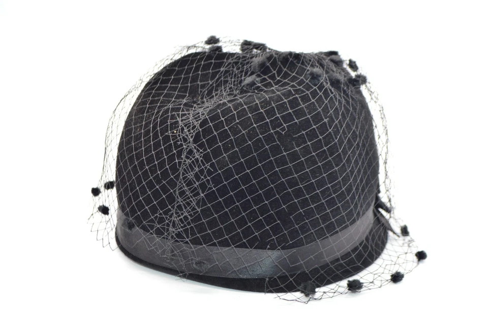 Cherry and Webb Mid Century Negro Importado Piel Cinta Red Cubo Vestido Sombrero Foto 3 de 4