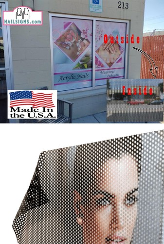 Hair Salon 34 Perforated Mesh See-Through Window Vinyl Beauty Cut Sign Vertical - Picture 5 of 16