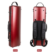 Crossrock Poly Carbon Oblong Case for 4/4 Full-Size Violin-With Hygrometer-Red