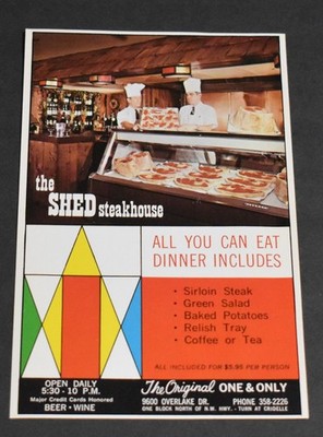 1974 Print Ad Texas Dallas The Shed Steakhouse Restaurant All you can Eat Art