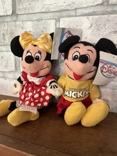 Disney Store Vintage Spirit of Mickey Mouse  Minnie 8" Plush 2 Bean Bag Beanie