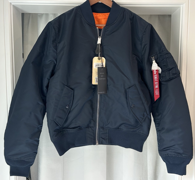 Alpha Industries MA-1 Flight Bomber Jacket Blue Slim Fit Medium