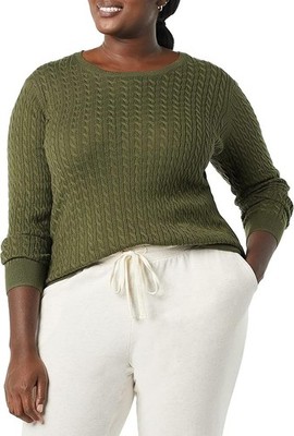 Amazon Essentials Women's Plus Size Long-Sleeve Cable Crewneck Sweater 3X