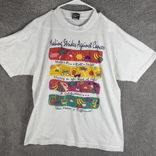 Vintage American Cancer Society Making Strides Shirt Mens XL White 1994 Tee