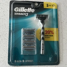 Gillette Mach3 Razor Handle + 5 Cartridges | NEW