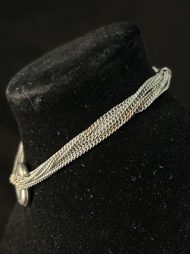 Silver 925 Bracelet Multi Strand Heart Toggle Vintage - Picture 2 of 8