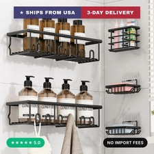 5 Pack Adhesive Bathroom Holders Dispensers for Kids Adults, Black