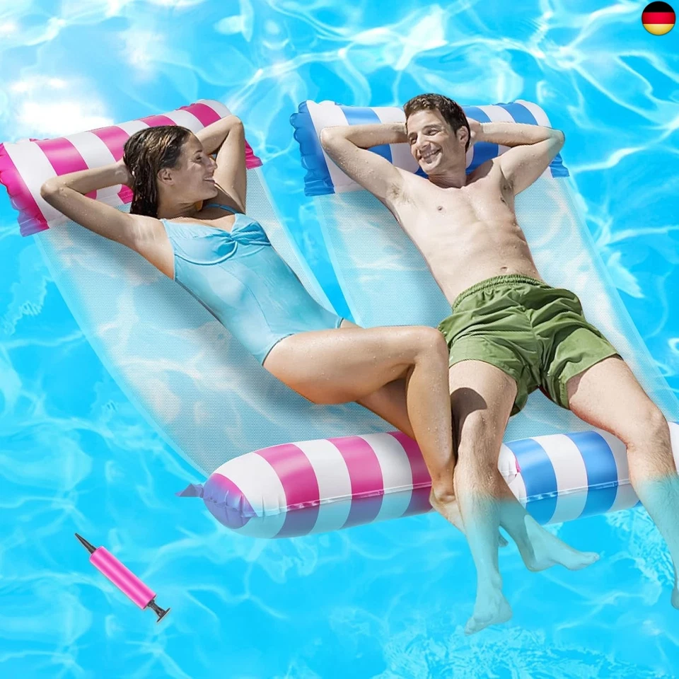 Lunriwis 2 PCS Aufblasbares Schwimmbett,luftmatratze Pool,Wasserhängematte,4 in