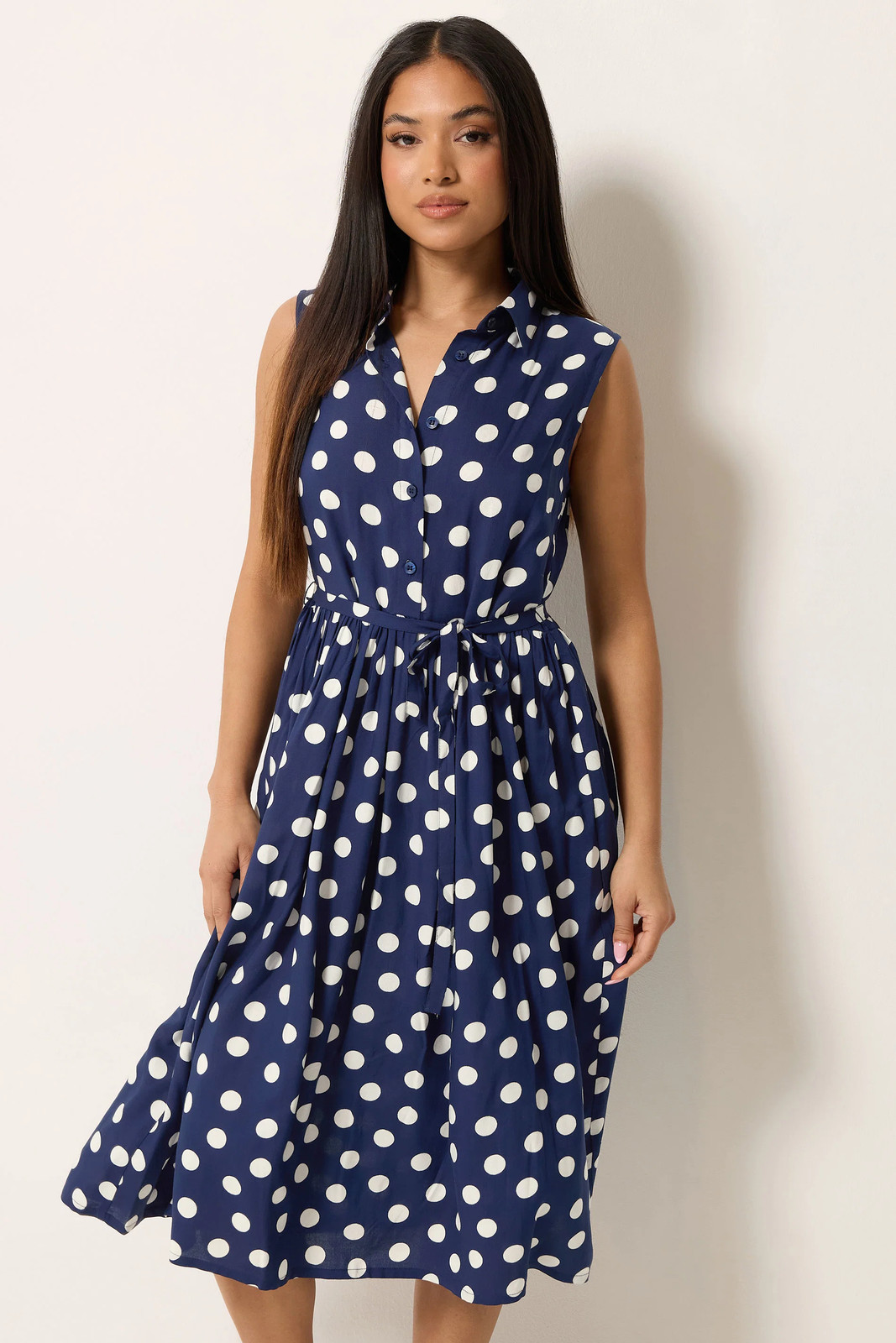 M&Co Petite Women's Polka Dot Shirt Dress