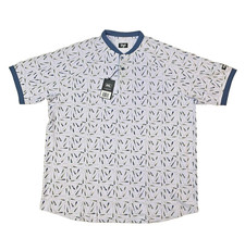 Waggle Golf Shirt Mens 2XL White "Uphill Paddle Blade" Print Henley NWT 69 MSRP