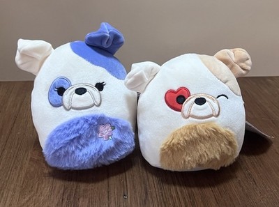 NEW Squishmallows Galina 5  Bulldog Plush Dog NWt Purple Spring Flower Brock Set