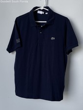 Lacoste Mens Blue Cotton Classic Fit Short Sleeve Collared Polo Shirt Size M