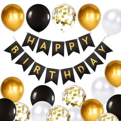Luftballons Geburtstag Dekoration Set, Schwarz Gold Geburtstagsdeko Happy Bir...