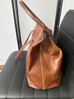 T*K様 henry cuir EUROPEEN Henry Cuir Leather Tote Bag Self-Standing Brown Handmade Authentic