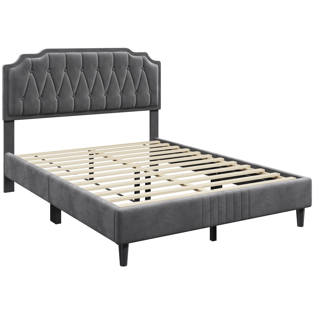 With Height Adjustable Headboard And Wooden Slat Support