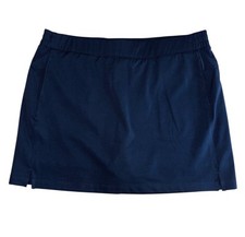 Lady Hagen Women's XL Mid Rise Relaxed Skort Dark Navy 16 Inch Pockets Stretch