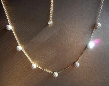 Collana delicata argento sterling oro cristallo Swarowski sfera di fuoco, firmata