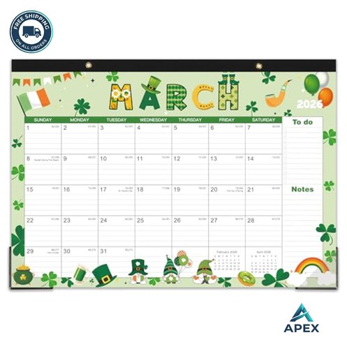 2026 Desk Calendar 17x12 Inches January through December Monthly Notes